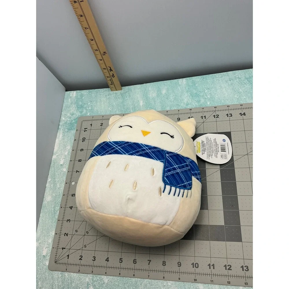 Squishmallows Vee Owl‎ Plush 8 Inch Blue Plaid Scarf Stuffed Animal Toy